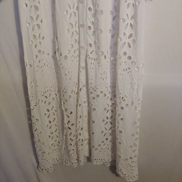 Lilly Pulitzer White Amrita Eyelet Midi Button Down Dress Size 10 - Picture 4 of 16